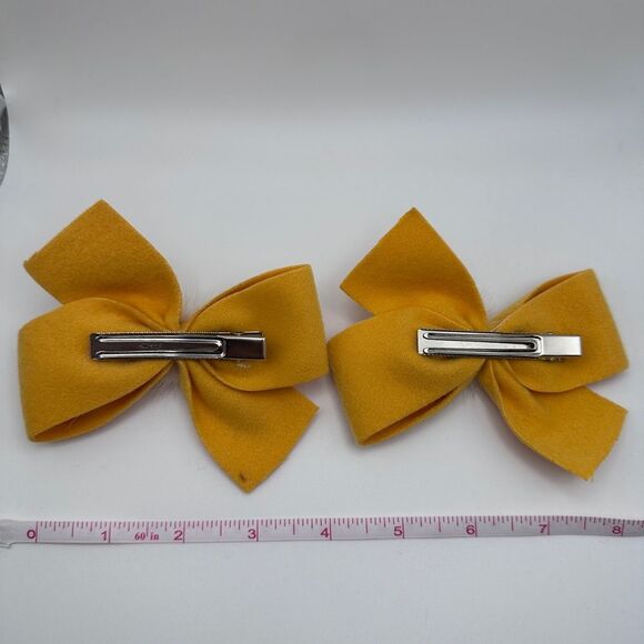 Soft Yellow Bow Hair Clip, Set of 2, New - Picture 4 of 4